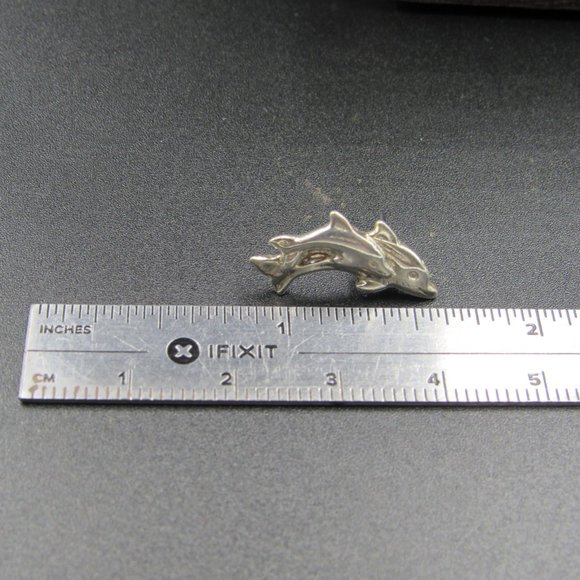 Sterling Silver Dolphin Family Stud Earrings Vintage - Picture 6 of 7